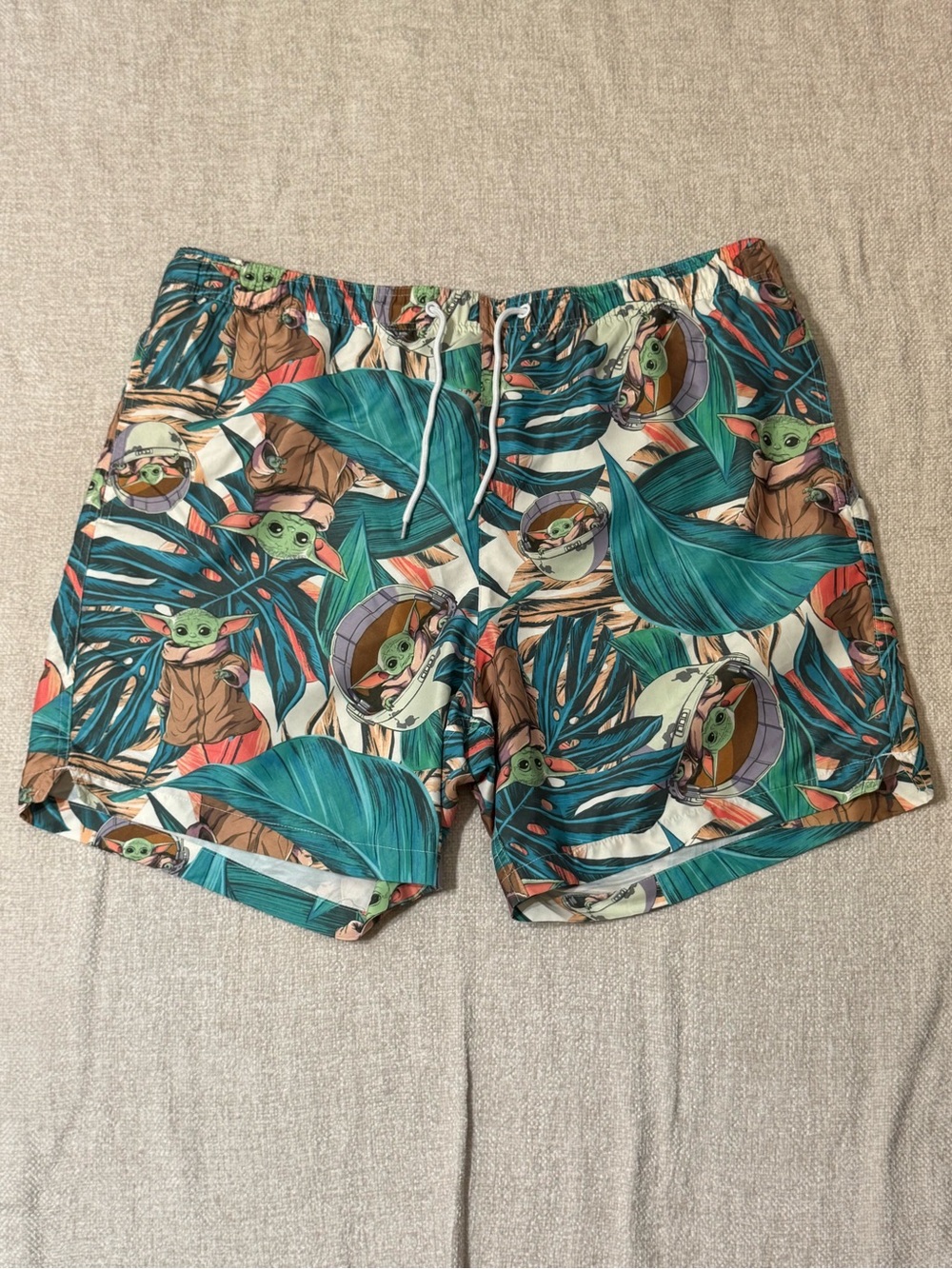 Star Wars Grogu Baby Yoda Swim Trunks XL Tropical Geekcore Board Shorts